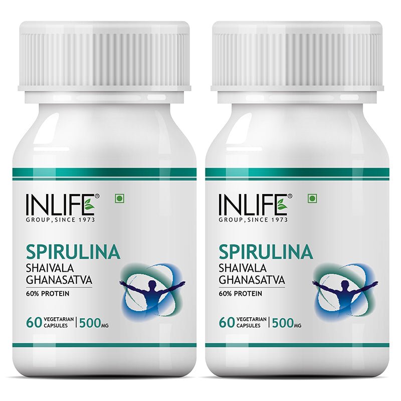 INLIFE Spirulina, 500mg (60 Veg. Capsules), Health Supplement - Inlife Pharma Private Limited