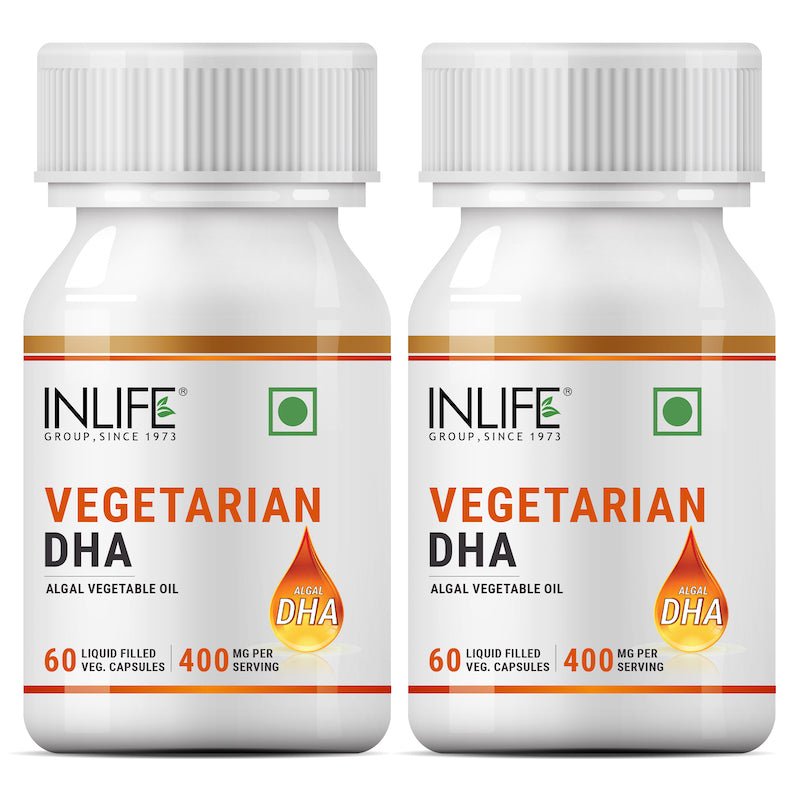 INLIFE Vegetarian DHA, Omega 3 Algal Oil Supplement, 400mg per serving - 60 Vegetarian Capsules - Inlife Pharma Private Limited