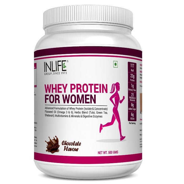 INLIFE Whey Protein Powder for Women Ayurvedic Herbs 500g (500g / Chocolate)