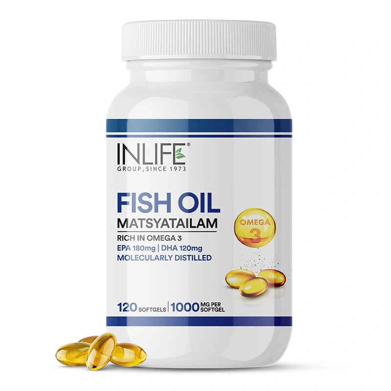Inlife Fish Oil Omega-3 Supplement, 1000mg Per Softgel