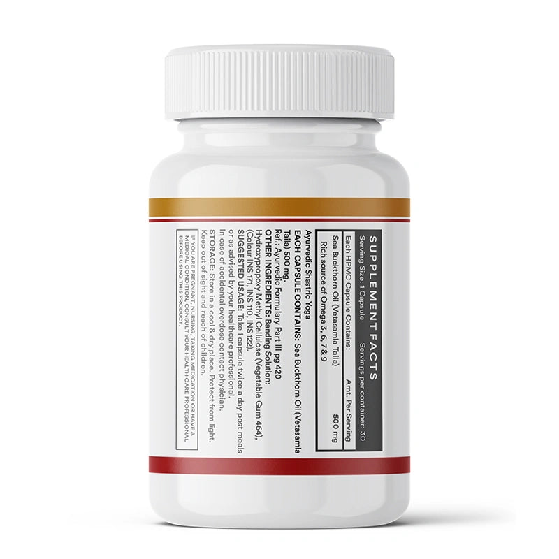 Inlife Sea Buckthorn Oil, 500 mg, Liquid Filled Capsules