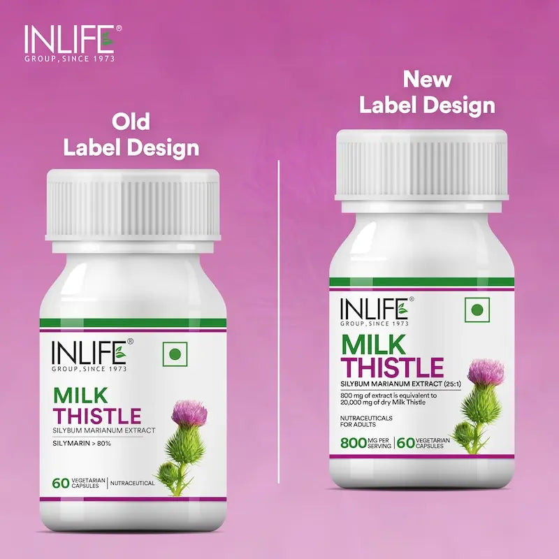 Inlife Milk Thistle Supplement | 800mg Per Serving | Veg. Capsules