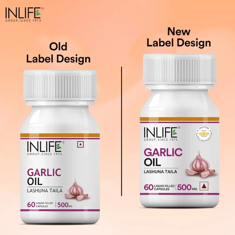 Inlife Garlic Oil Supplement | 500mg | 60 Veg. Capsules