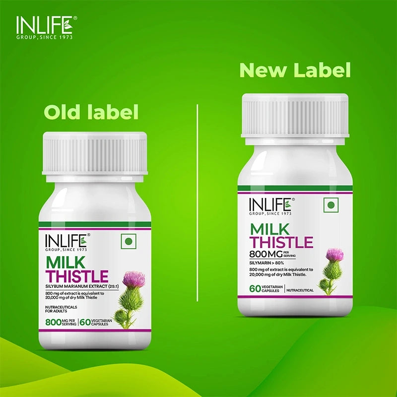 Inlife Milk Thistle 800mg (>80% Silymarin) Capsules