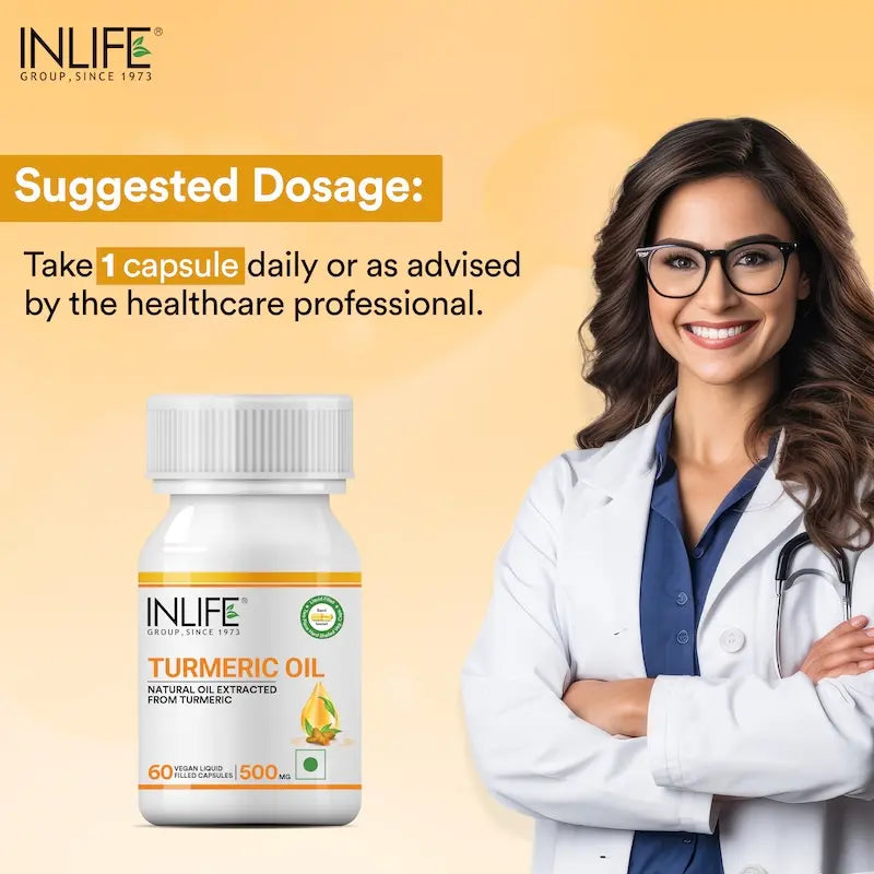 Inlife Turmeric Oil Supplement | 500mg | 60 Veg. Capsules