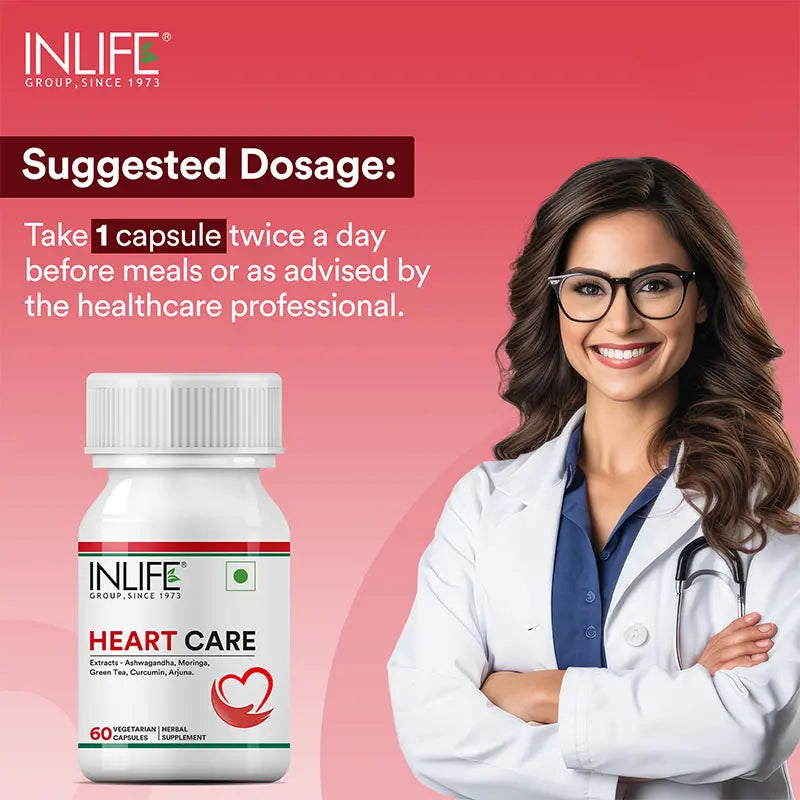 Inlife  Heart Care Supplement | 500mg | 60 Vegetarian Capsules