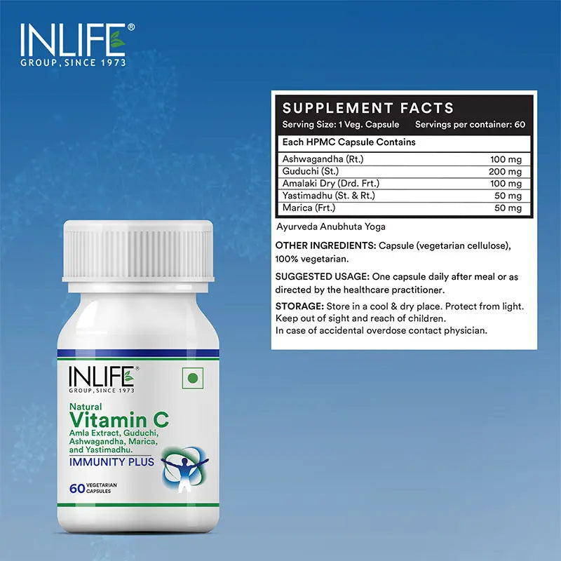 Inlife Immunity Plus Supplement, 500mg | 60 Vegetarian Capsules