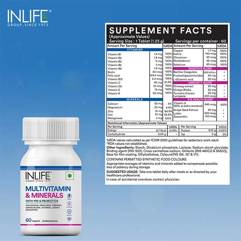 Inlife Multivitamin and Minerals Supplement | 60 Tablets