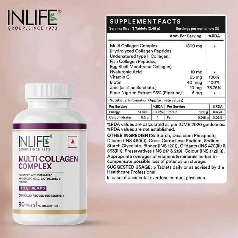 Inlife Multi Collagen Complex Supplement | 90 Tablets