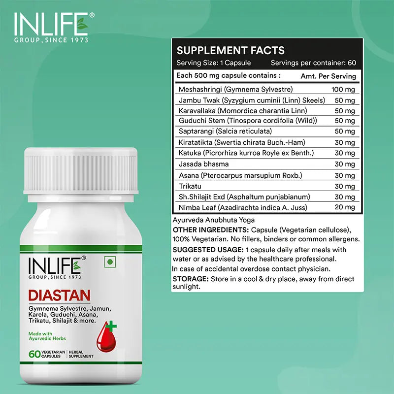 Inlife  Diastan Capsules Herbal Ayurvedic Supplement | 60 Capsules