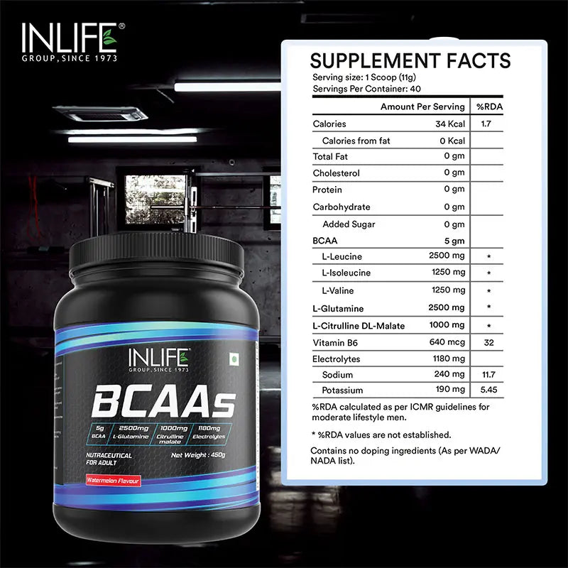 Inlife BCAA Pro Supplement| 250 gm powder