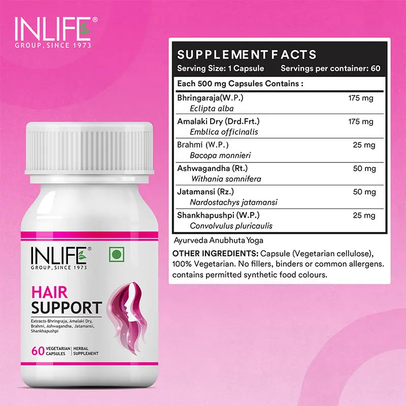 Inlife  Hair Support Supplement | 60 Vegetarian Capsules