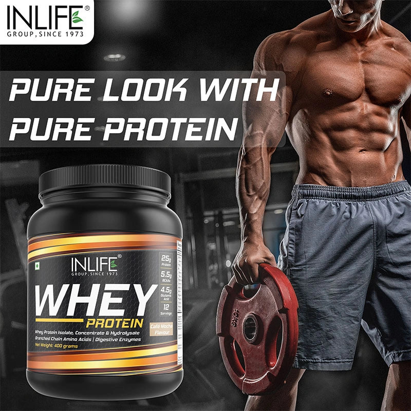 Inlife Whey Protein Powder | 400 gm | (Cafe Mocha) with Creatinine Monohydrate | 100 gm | Combo Pack