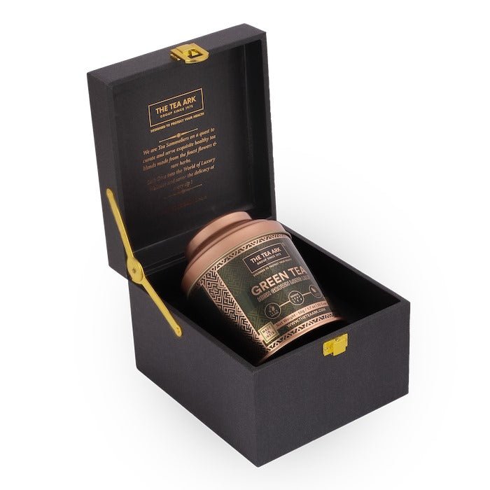 The Tea Ark Delight Gift Box with High Grown Long Leaf Green Tea, 50g Tin - Inlife Pharma Private Limited