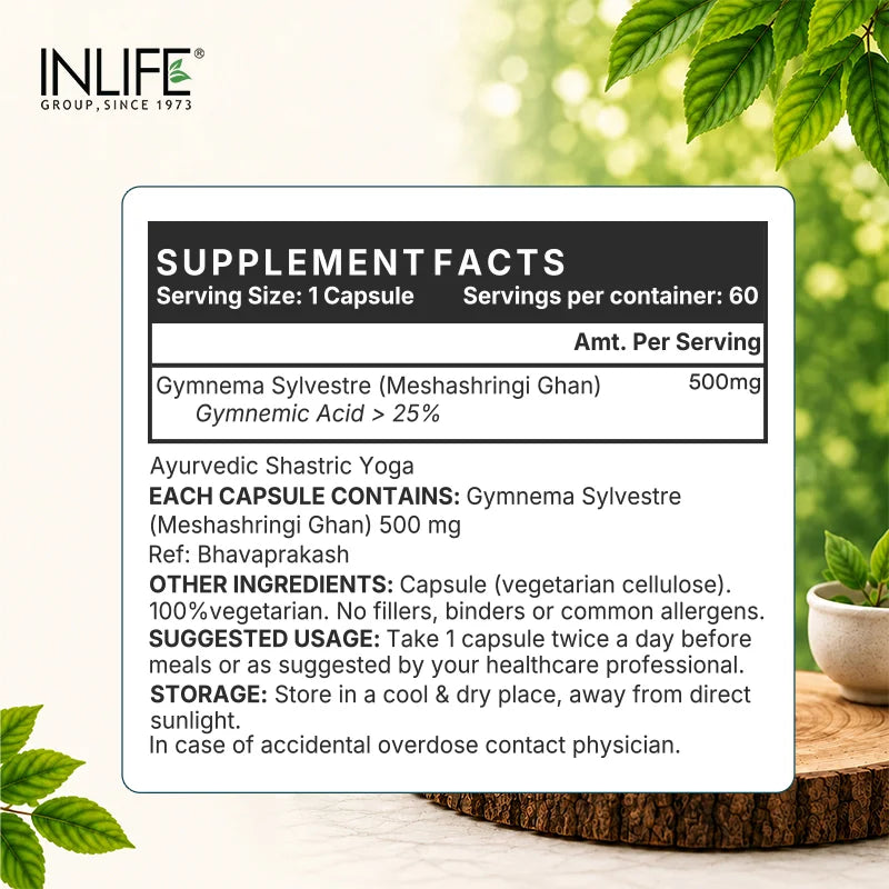 Inlife Gymnema Sylvestre Extract Supplement, 500mg Veg. Capsules