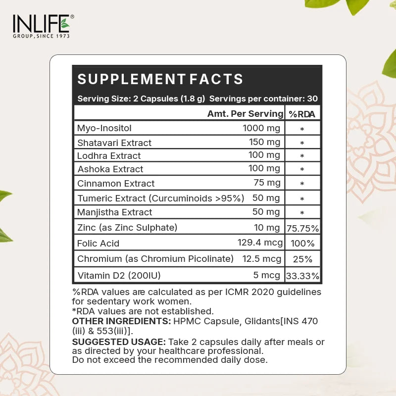 Inlife Myo-Inositol 1000mg Supplement Veg. Capsules