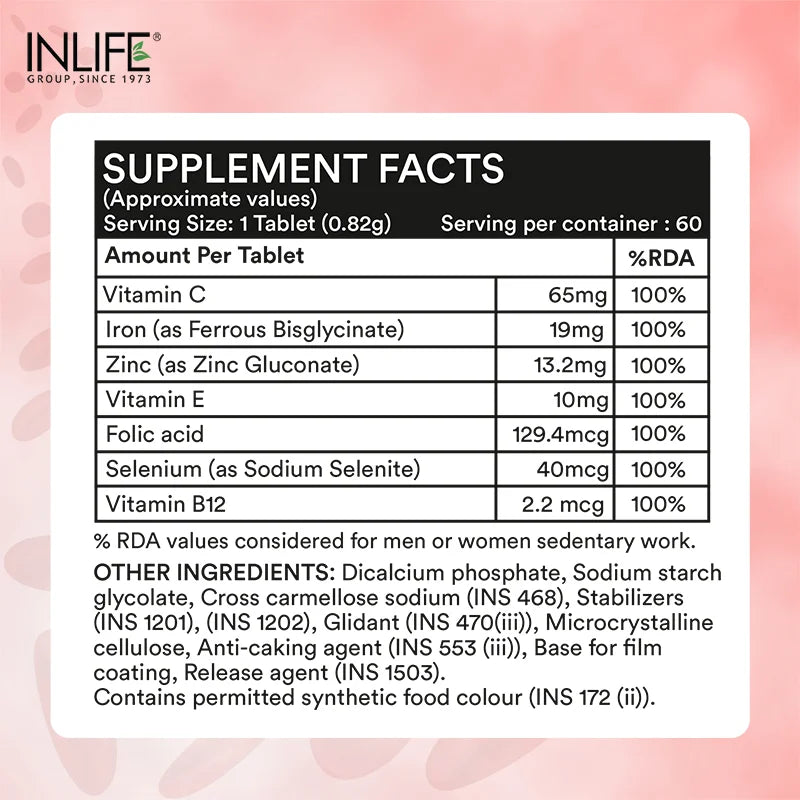 Inlife Chelated Iron Folic Acid Tablets
