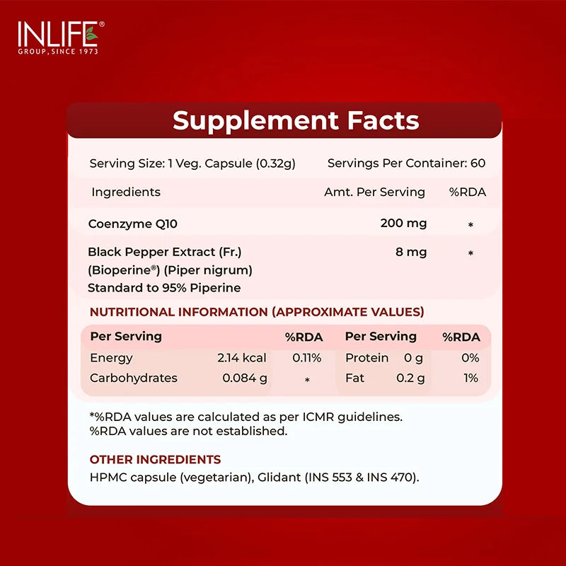 Inlife Coenzyme Q10 Capsules, Enhanced with BioPerine®