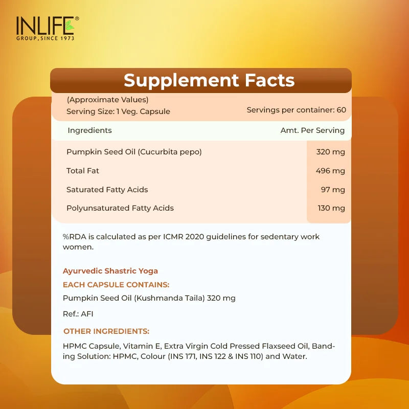 Inlife Pumpkin Seed Oil, Extra Virgin Cold Pressed Capsules
