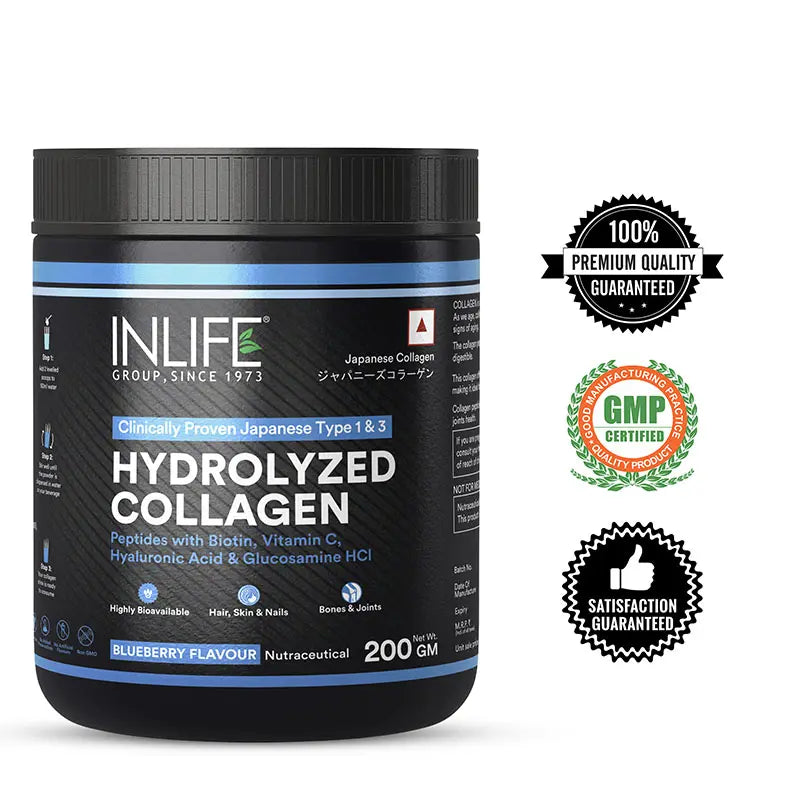 Inlife  Hydrolyzed Japanese Collagen Peptides with Biotin, Hyaluronic Acid & Glucosamine HCl, 200g