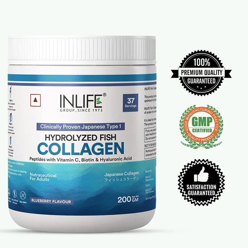 Inlife Japanese Marine Collagen Supplements for Women & Men | Clinically Proven Ingredient | 200g (Available in 3 Flavours)