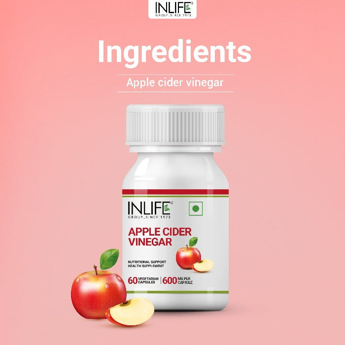 INLIFE Apple Cider Vinegar Supplement, 600mg - 60 Vegetarian Capsules