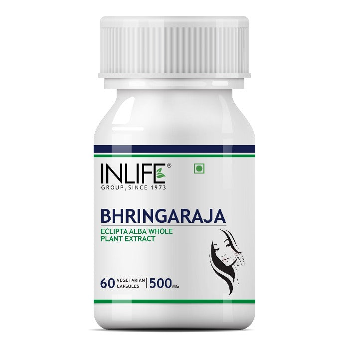 INLIFE  Bhringraja Extract Supplement, 500mg- 60 Vegetarian Capsules