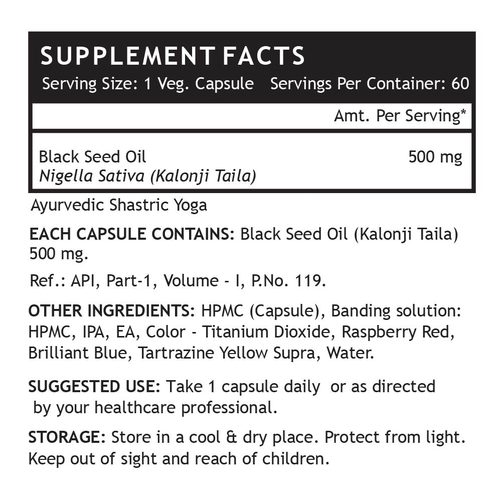 INLIFE  Black Seed (Kalonji) Oil Supplement, 500mg- 60 Veg. Capsules