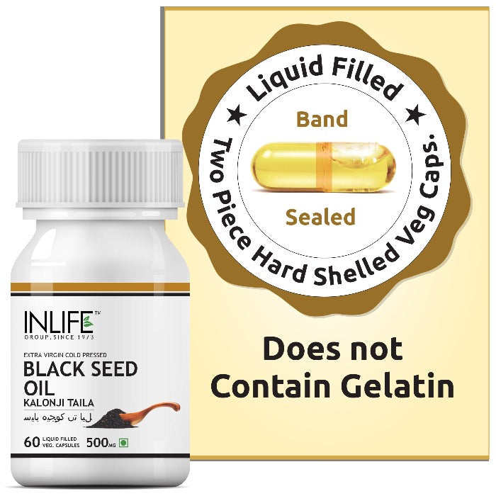 INLIFE  Black Seed (Kalonji) Oil Supplement, 500mg- 60 Veg. Capsules