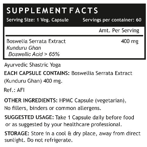 INLIFE  Boswellia Serrata Extract (Boswellic Acid&gt;65%) , 400mg - 60 Vegetarian Capsules