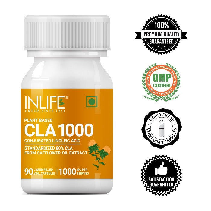 INLIFE  CLA Supplement, 80% CLA from Safflower Oil Extract 1000mg Per Serving – 90 Capsules