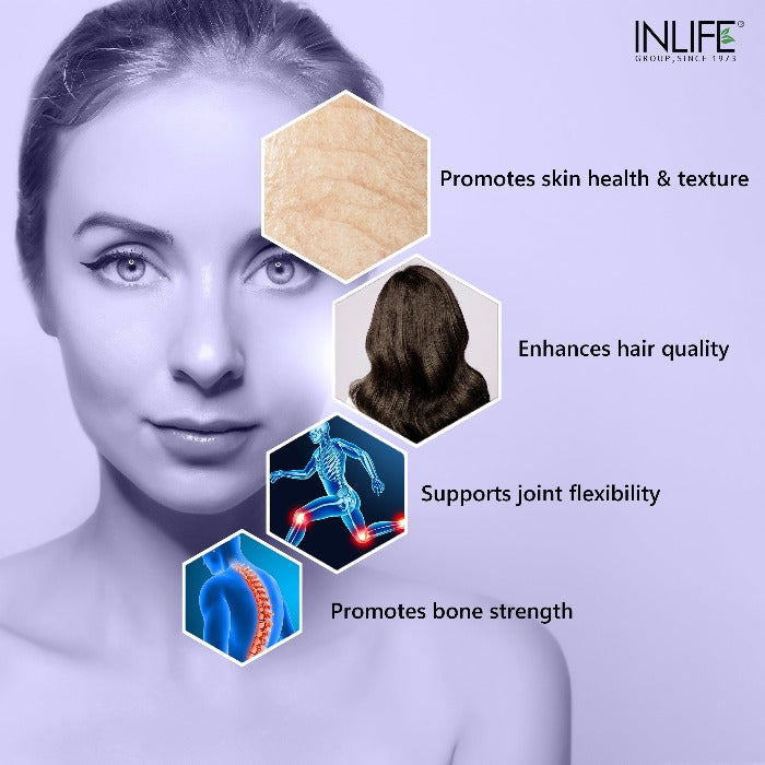 INLIFE Hydrolyzed Collagen Peptides Powder Clinically Proven Ingredient, Type 1 & 3, Skin Health, Bone Health Supplement for Men & Women (Unflavoured, Collagen, 200g)