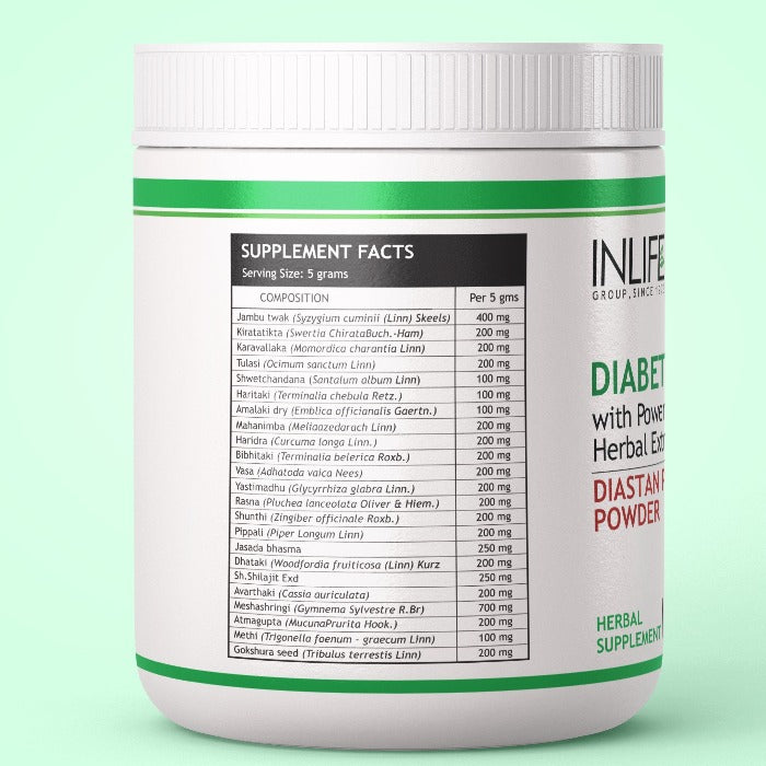 INLIFE  Diastan Plus Powder Ayurvedic Herbal Supplement, 300 grams (Natural)