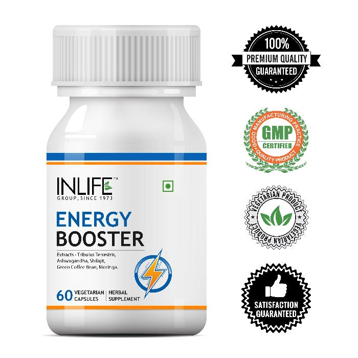 INLIFE  Energy Booster Supplement, 500mg - 60 Vegetarian Capsules