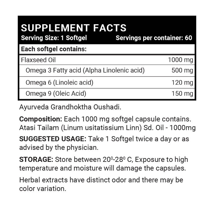 INLIFE Flaxseed Oil Capsules (Omega 3 6 9), 1000mg - 60 Softgels