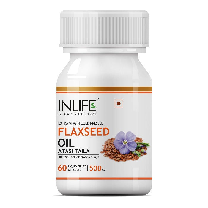 INLIFE Flaxseed Oil Omega 3,6,9 Fatty Acids Supplement, 500mg-60 Capsules