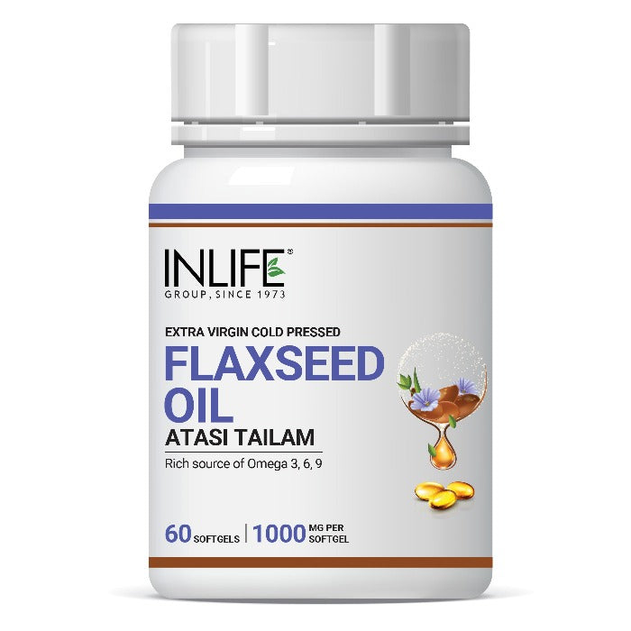 INLIFE Flaxseed Oil Capsules (Omega 3 6 9), 1000mg - 60 Softgels