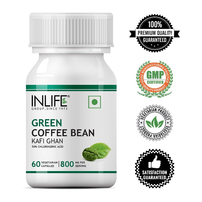 INLIFE Green Coffee Bean Extract (Coffee Arabica), 800mg/serving - 60 Vegetarian Capsules
