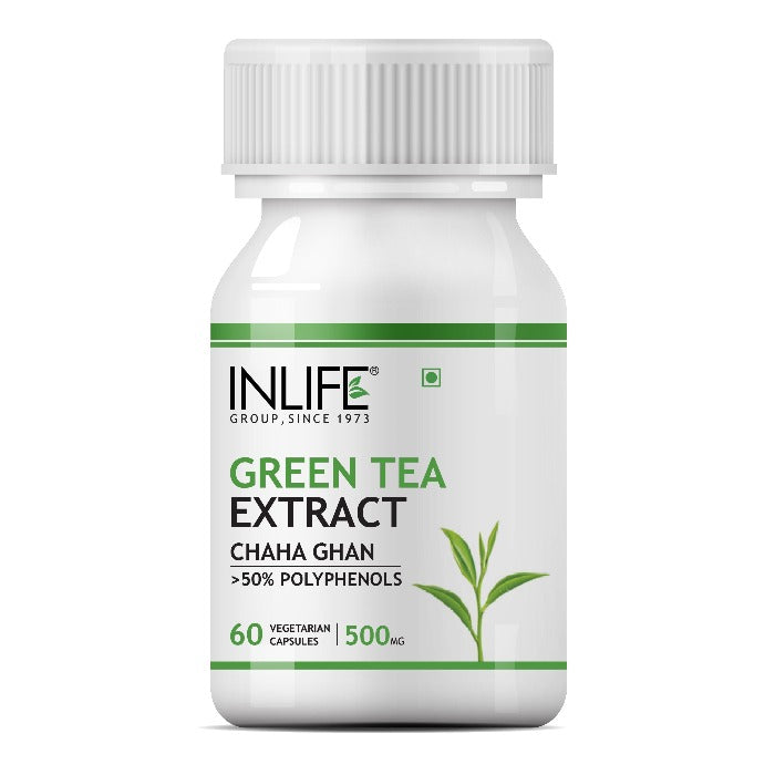 INLIFE Green Tea Extract Supplement, 500 mg - 60 Vegetarian Capsules