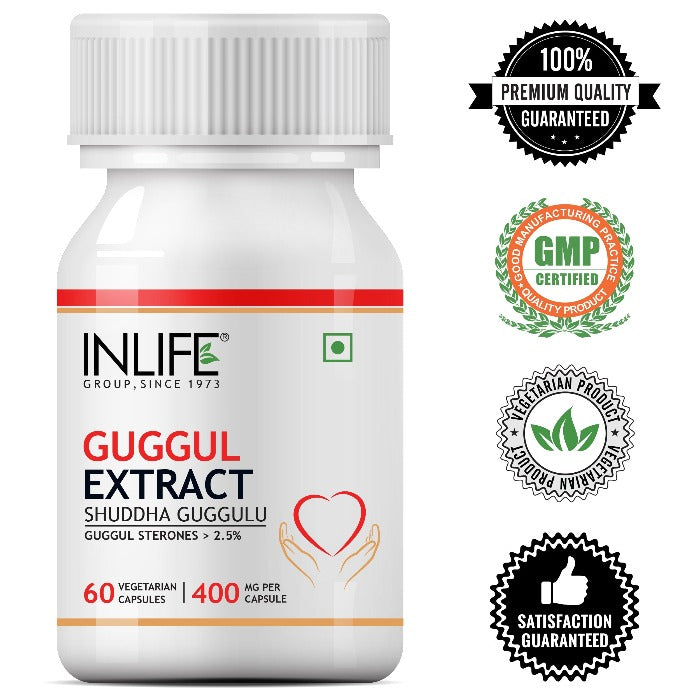 INLIFE Guggul Extract (Guggul Sterones 2.5%), 400 mg - 60 Vegetarian Capsules