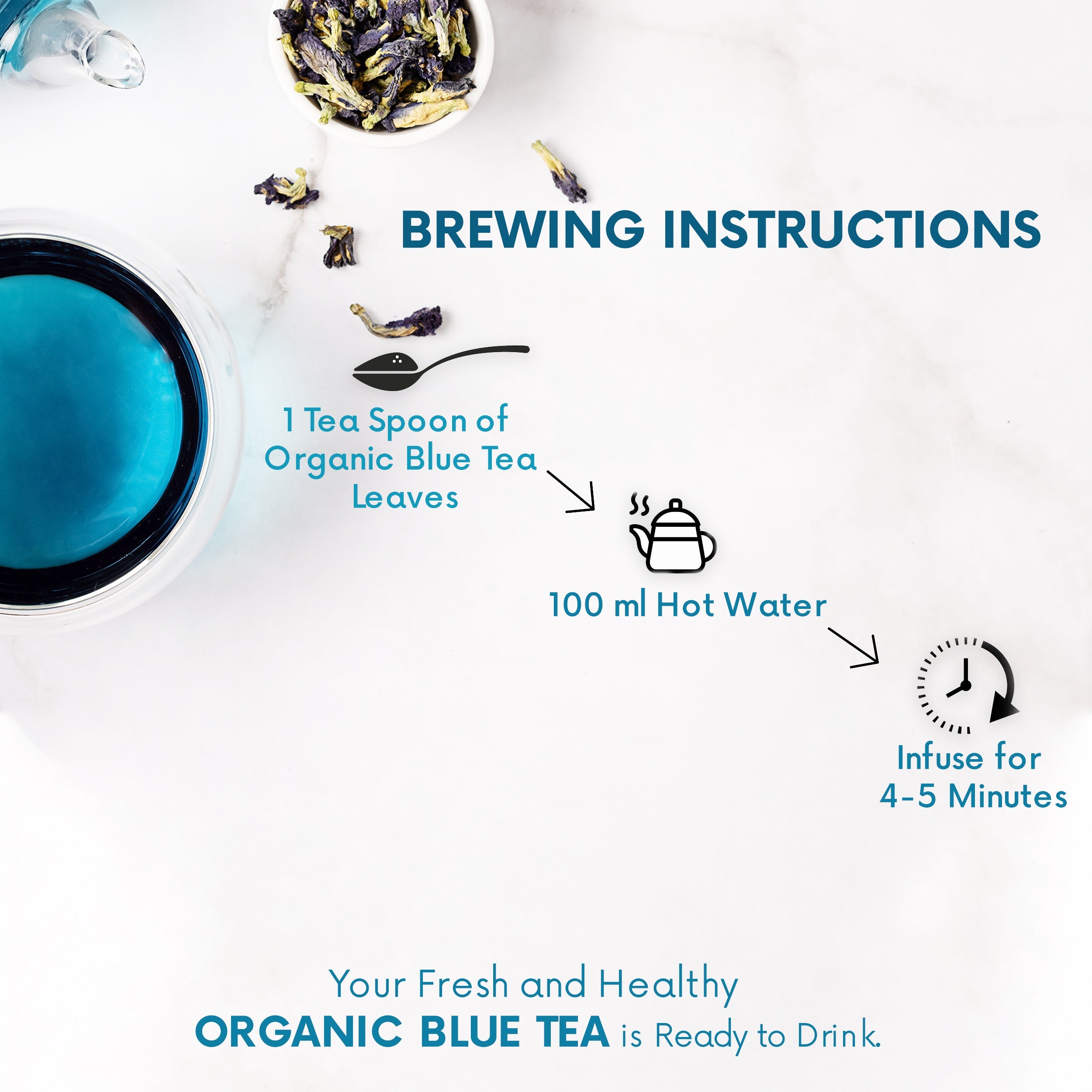The Tea Ark Butterfly Blue Pea Flower Tea, Spearmint Green Tea, for Weight & Stress Management