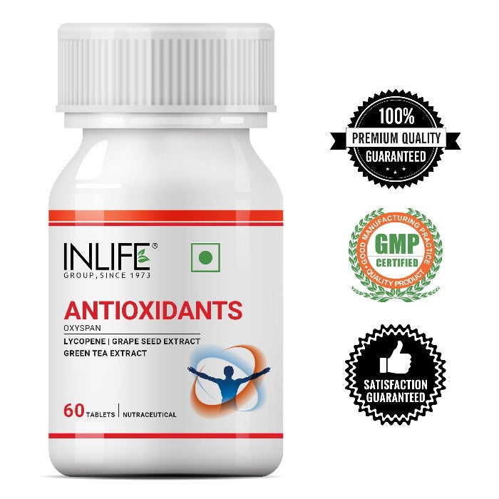 INLIFE Antioxidants Supplement with Lycopene, Grape Seed &amp; Green Tea Extract (60 Tablets)