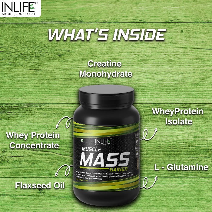 INLIFE Muscle Mass Gainer, Bodybuilding Protein Powder Supplement