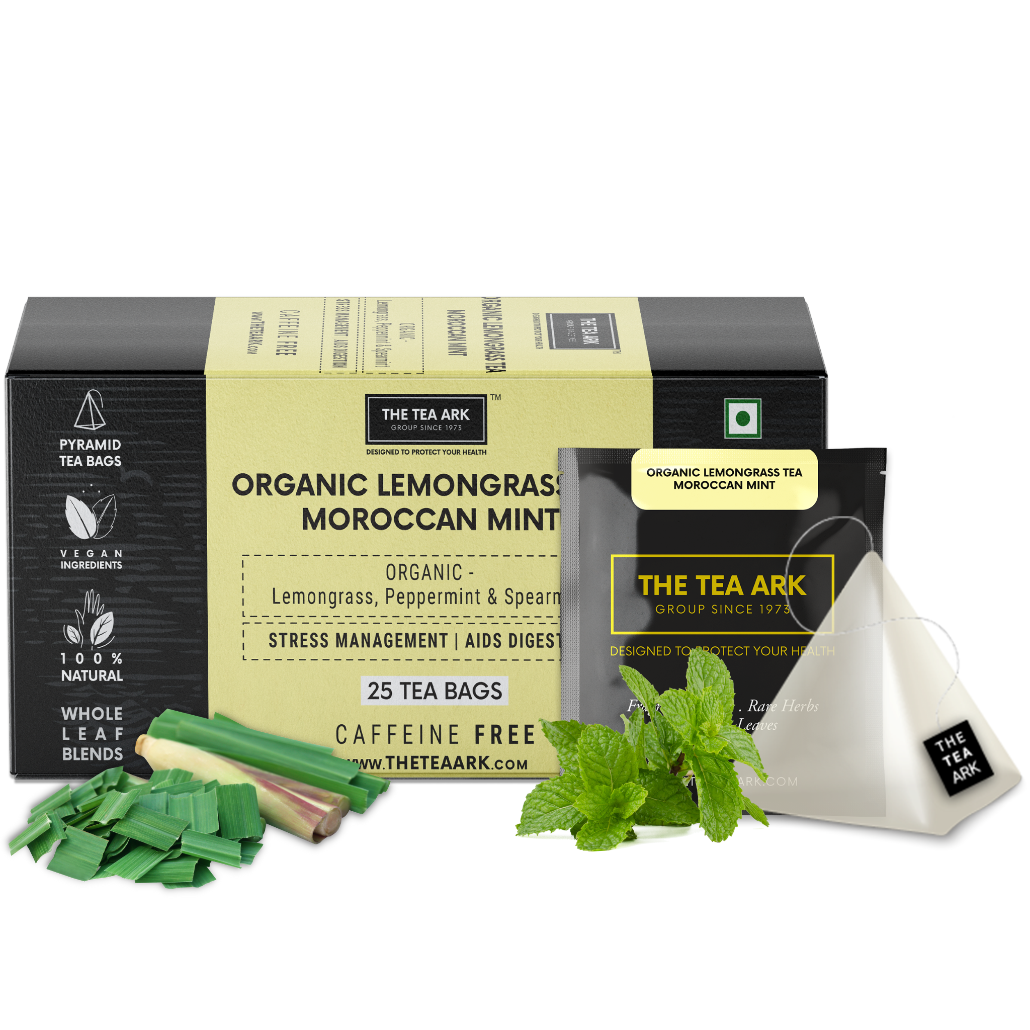 The Tea Ark Lemongrass Tea with Moroccan Mint, for Stress Relief, Daily Detox