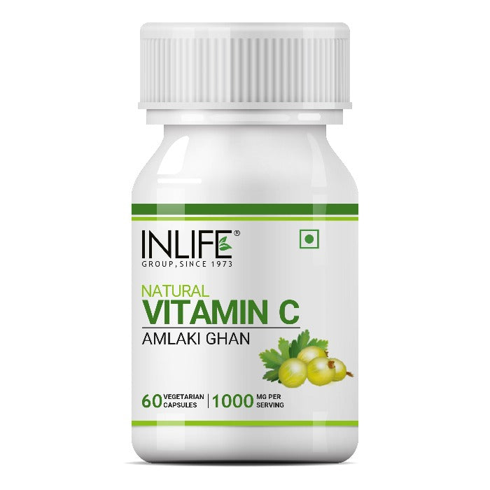 INLIFE Natural Vitamin C Amla Extract for Immunity Supplement, 1000mg - 60 Vegetarian Capsules
