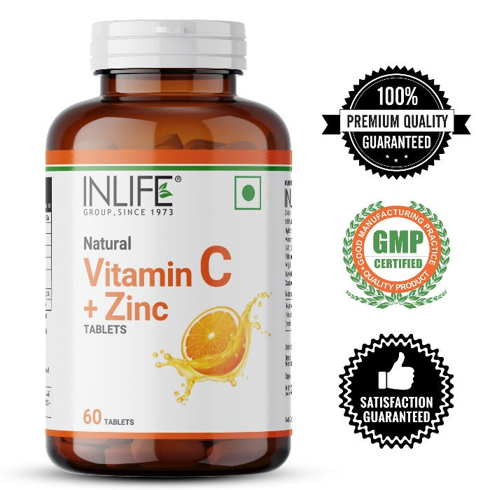 INLIFE Natural Vitamin C Amla Extract with Zinc Supplement - 60 Tablets