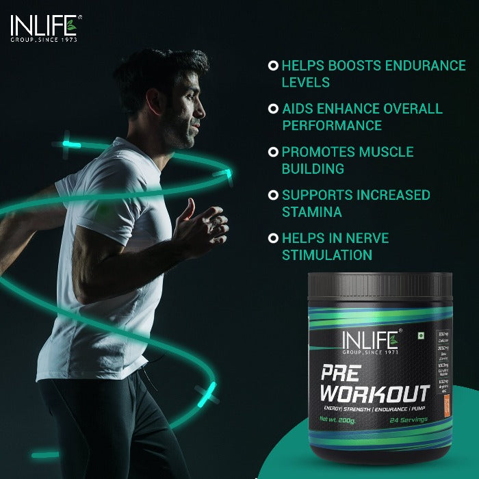 INLIFE Pre-Workout Supplement with Caffeine, 200g