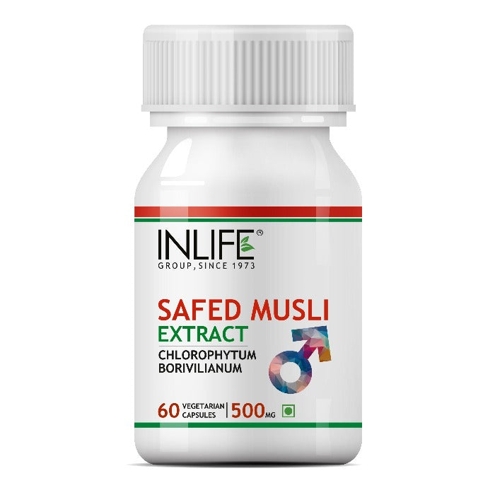 INLIFE Safed Musli Extract Supplement, 500mg - 60 Vegetarian Capsules