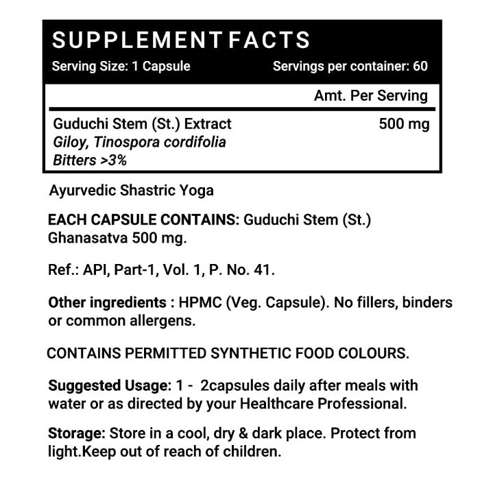 INLIFE Guduchi (Giloy) Stem Extract Capsule, 500mg - 60 Vegetarian Capsule