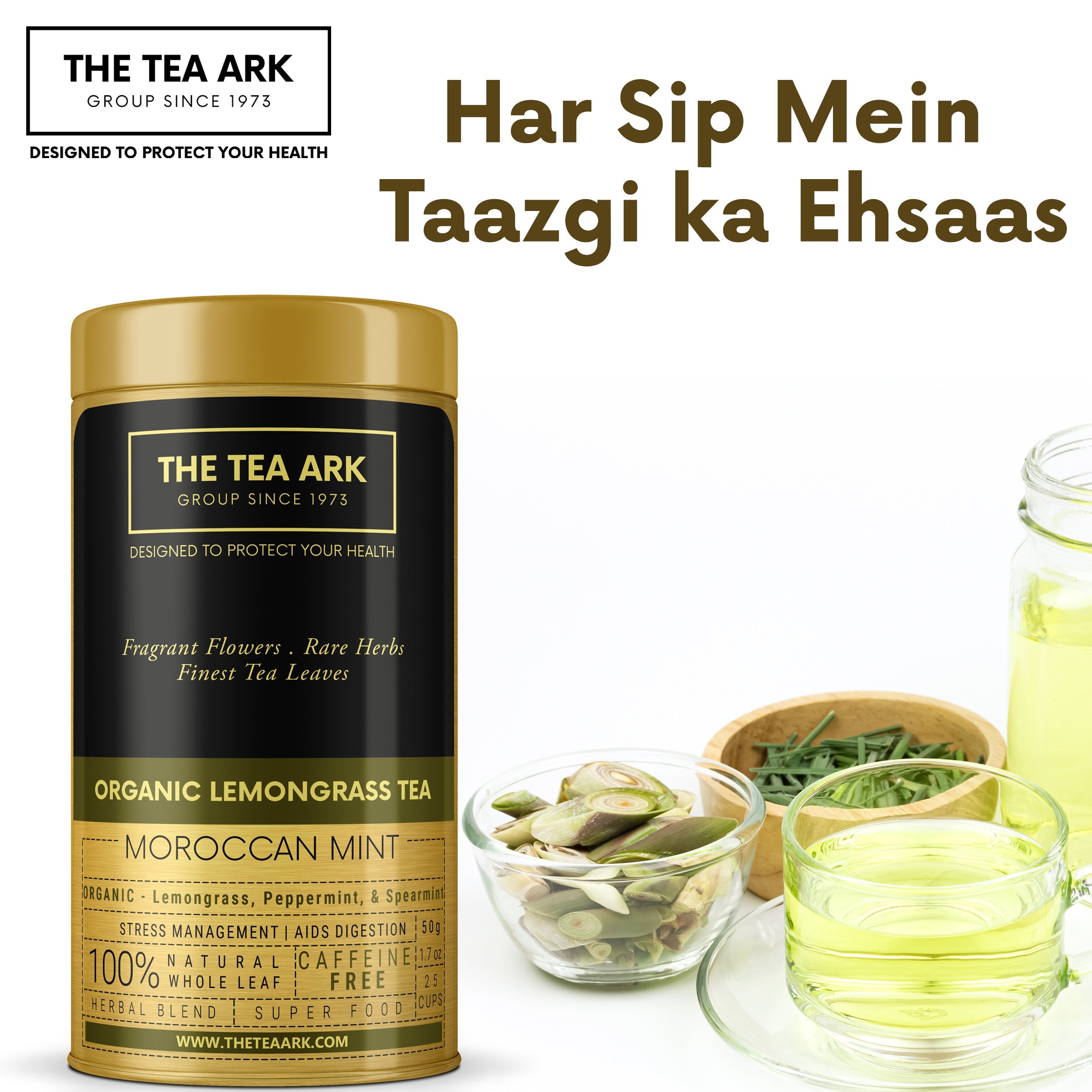 The Tea Ark Lemongrass Tea with Moroccan Mint, for Stress Relief, Daily Detox
